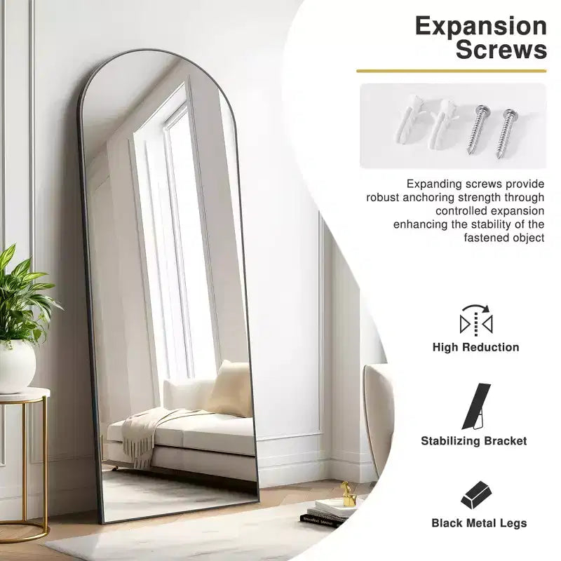 Grande specchio da terra ad angolo retto: 70.2x31.2, design in legno intagliato, nero, a figura intera, staffa inclusa