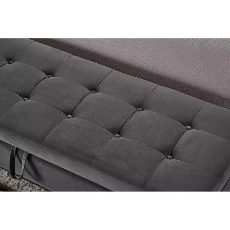 Panca in velluto con base in metallo e contenitore, per soggiorno, colore grigio