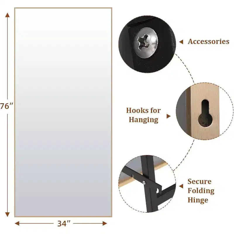 Specchio a figura intera 71x31 Specchio rettangolare extra large da terra o da parete Cornice sottile in alluminio Vetro HD antideflagrante Nero