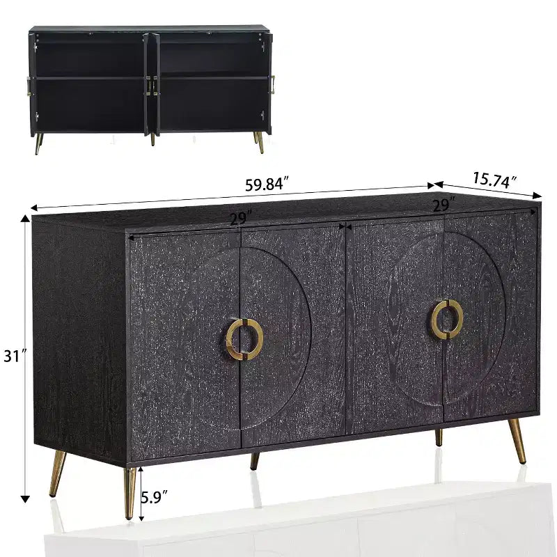 Credenza laccata a 4 ante per soggiorno o sala da pranzo