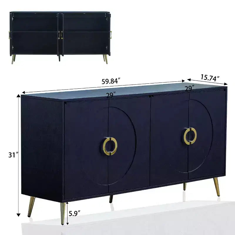 Credenza laccata a 4 ante per soggiorno o sala da pranzo