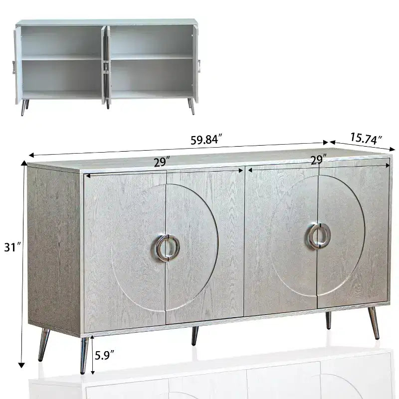 Credenza laccata a 4 ante per soggiorno o sala da pranzo