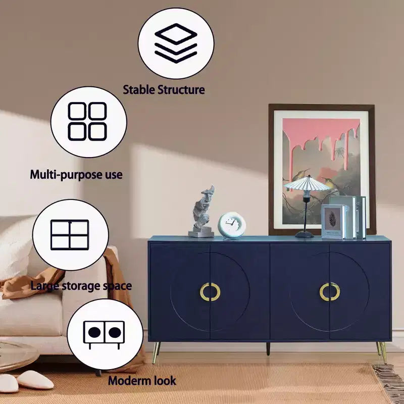 Credenza laccata a 4 ante per soggiorno o sala da pranzo