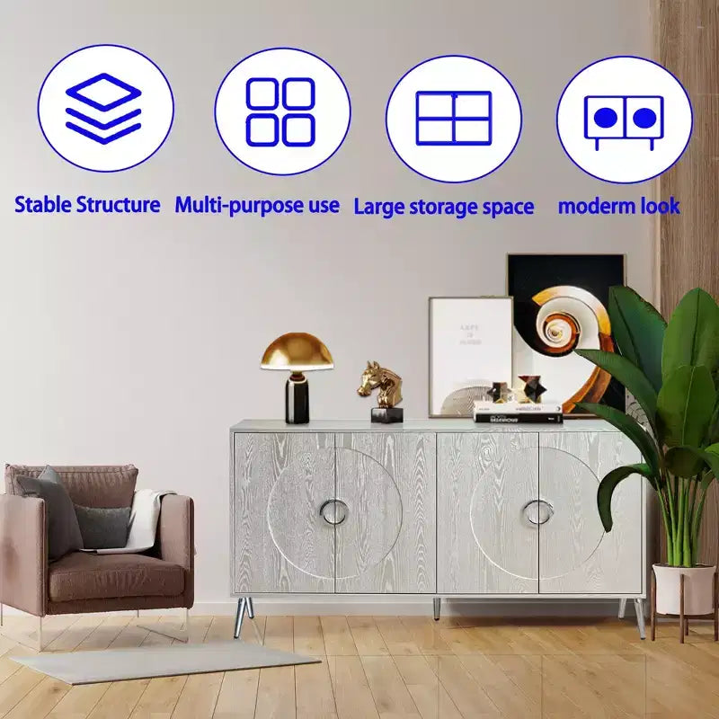 Credenza laccata a 4 ante per soggiorno o sala da pranzo