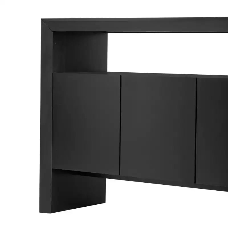 Madia moderna da 60 pollici, buffet in legno massello con 4 ante e ripiano aperto per sala da pranzo, soggiorno, ingresso
