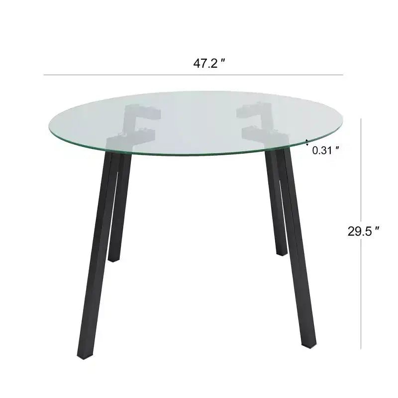 Tavolo da pranzo rotondo moderno di lusso con piano in vetro e gambe in metallo per sala da pranzo
