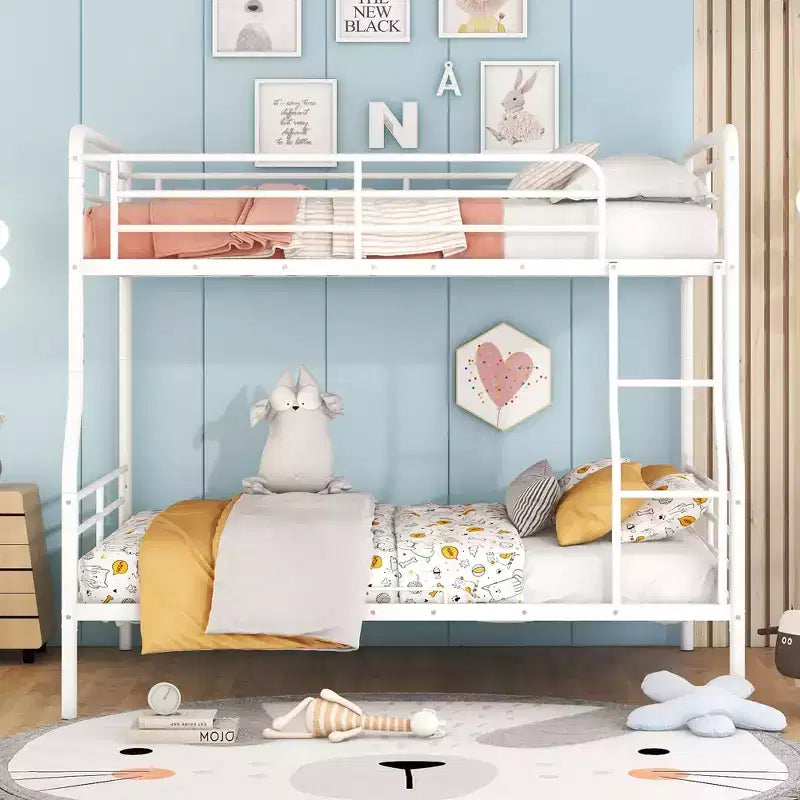 Letto a Castello in Metallo Full XL su Queen convertibile in 2 Letti Singoli Telaio in Ferro Robusto per Bambini e Ragazzi