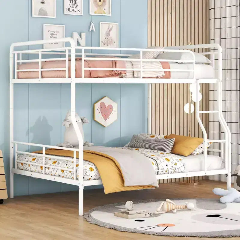 Letto a Castello in Metallo Full XL su Queen convertibile in 2 Letti Singoli Telaio in Ferro Robusto per Bambini e Ragazzi