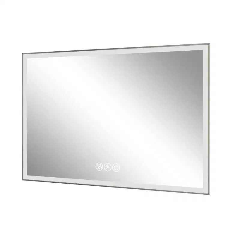 Specchio da Parete per Bagno con Cornice in Alluminio e Controllo Touch Dimmerabile Antiappannamento 48x32 Argento