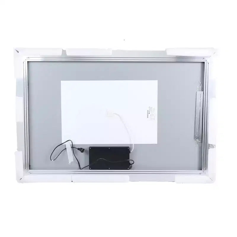 Specchio da Parete per Bagno con Cornice in Alluminio e Controllo Touch Dimmerabile Antiappannamento 48x32 Argento