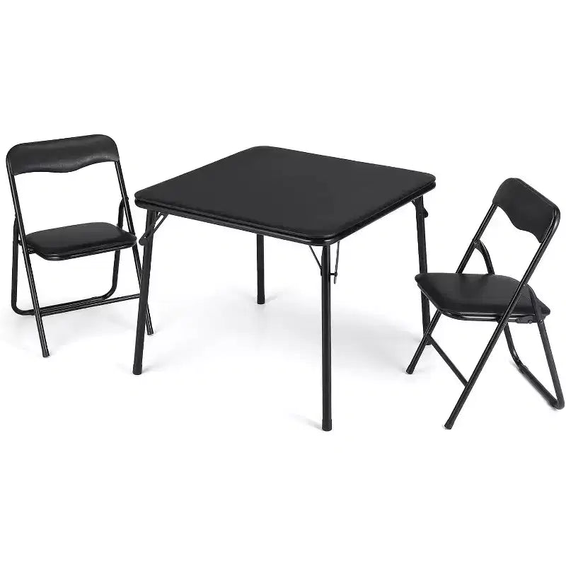 Set Tavolo e Sedie Pieghevoli, Tavolo Attività Pieghevole Imbottito con 2 Sedie, Struttura in Metallo Portatile