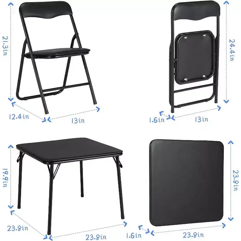 Set Tavolo e Sedie Pieghevoli, Tavolo Attività Pieghevole Imbottito con 2 Sedie, Struttura in Metallo Portatile