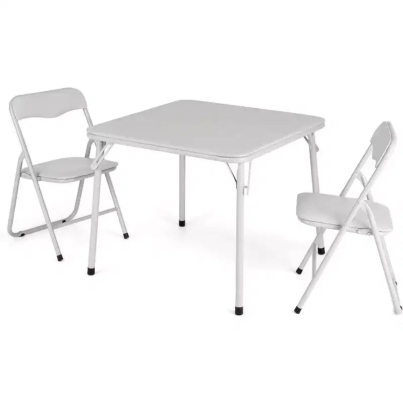 Set Tavolo e Sedie Pieghevoli, Tavolo Attività Pieghevole Imbottito con 2 Sedie, Struttura in Metallo Portatile