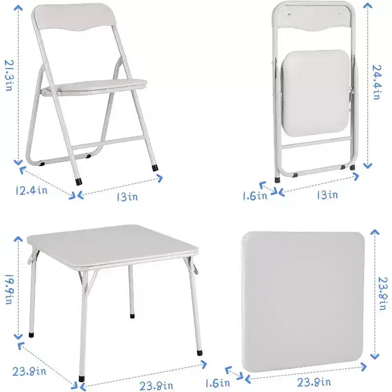Set Tavolo e Sedie Pieghevoli, Tavolo Attività Pieghevole Imbottito con 2 Sedie, Struttura in Metallo Portatile