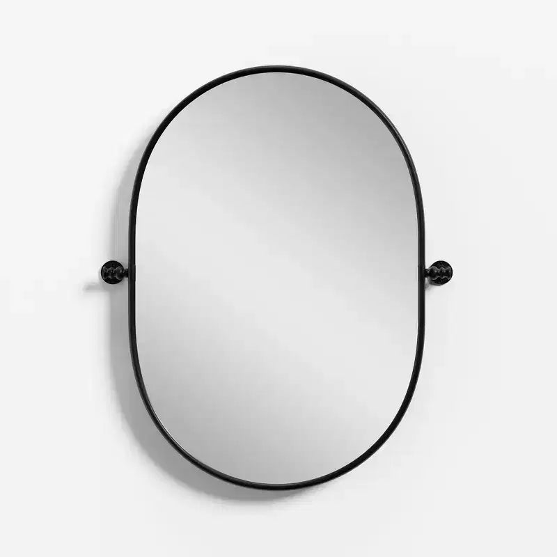 Specchio da Appendere Telaio in Ferro a Forma di Binario Nero 78,7x61x5 cm Bifacciale