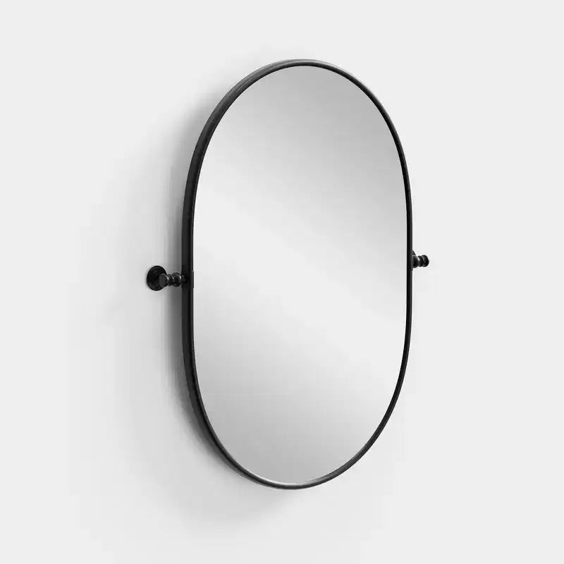 Specchio da Appendere Telaio in Ferro a Forma di Binario Nero 78,7x61x5 cm Bifacciale