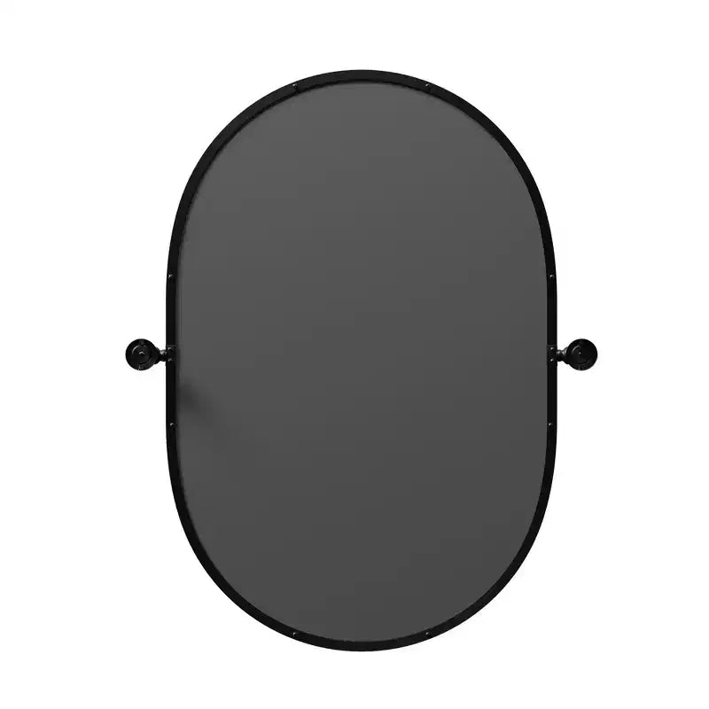 Specchio da Appendere Telaio in Ferro a Forma di Binario Nero 78,7x61x5 cm Bifacciale