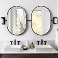 MAYEERTY Hanging Mirror Iron Track-Shaped Black Hardware 31x24x2in Double Sided