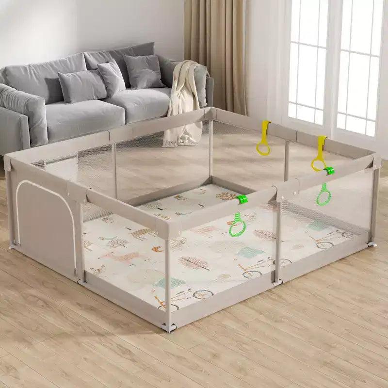 Box per bambini con tappeto 150x180 cm, recinzione di sicurezza per bambini e neonati, centro attività interno ed esterno