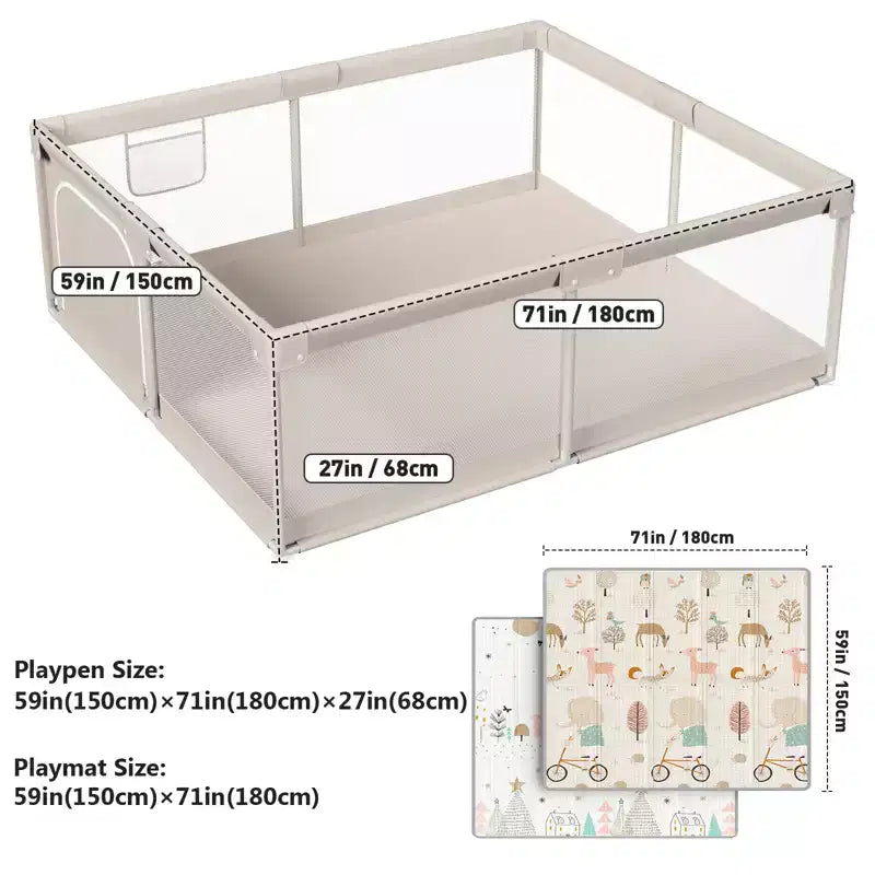 Box per bambini con tappeto 150x180 cm, recinzione di sicurezza per bambini e neonati, centro attività interno ed esterno