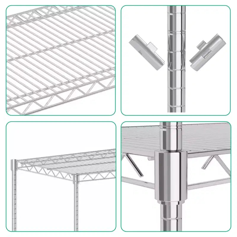 Scaffale Portaoggetti Utility a 4 Livelli, 362 kg, Scaffalatura in Metallo Resistente con Ruote, Ripiani Regolabili, Carrello Portaoggetti Rotante per Garage e Magazzino