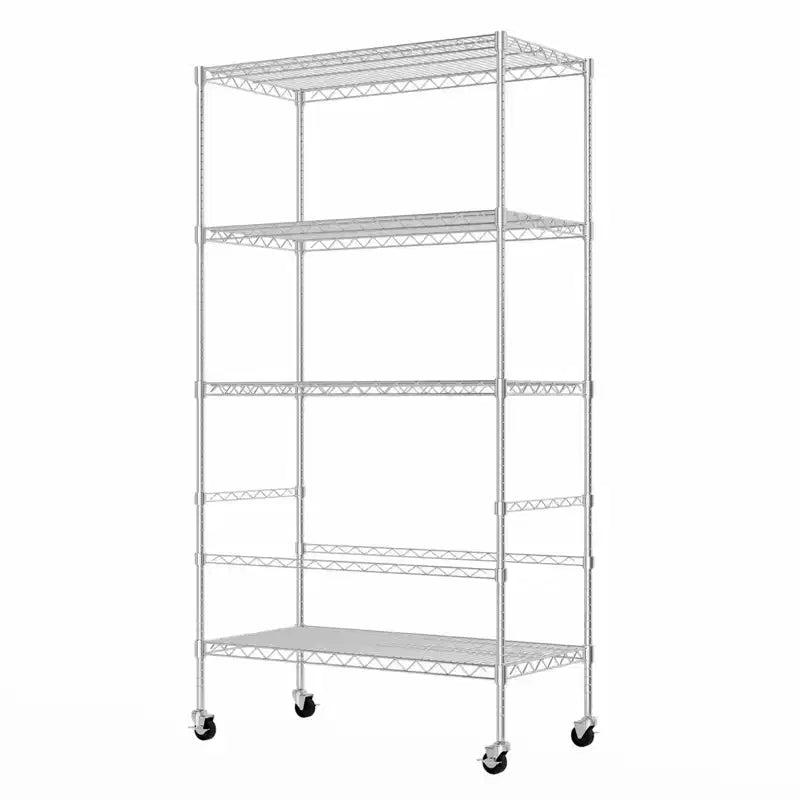 Scaffale Portaoggetti Utility a 4 Livelli, 362 kg, Scaffalatura in Metallo Resistente con Ruote, Ripiani Regolabili, Carrello Portaoggetti Rotante per Garage e Magazzino