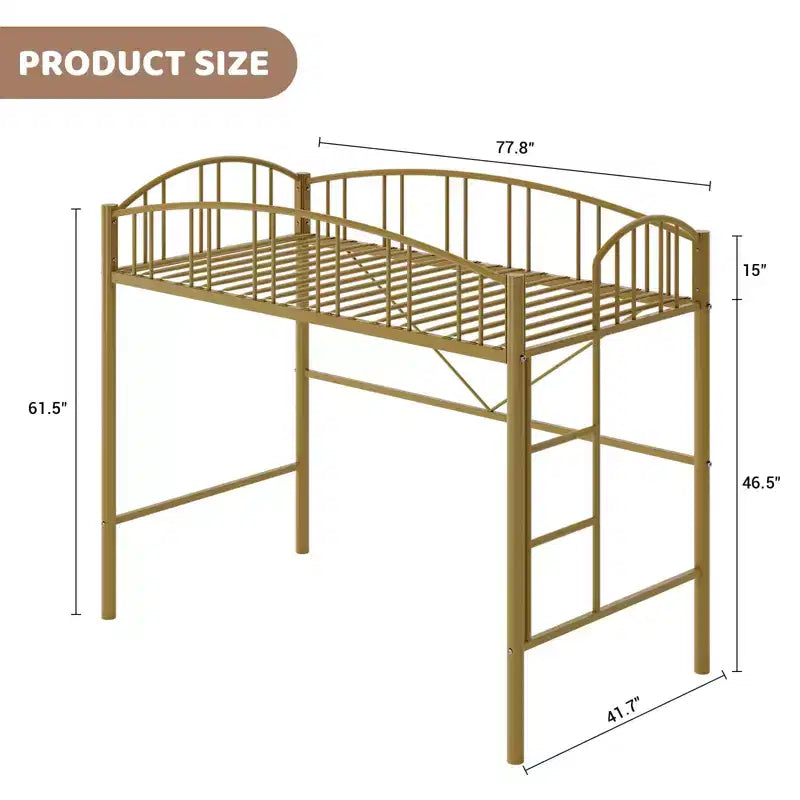 Letto a soppalco matrimoniale con scale e sponda di sicurezza ad arco Letto a piattaforma in metallo con robuste doghe Salvaspazio Silenzioso Nessuna molla richiesta Camera per bambini e dormitorio