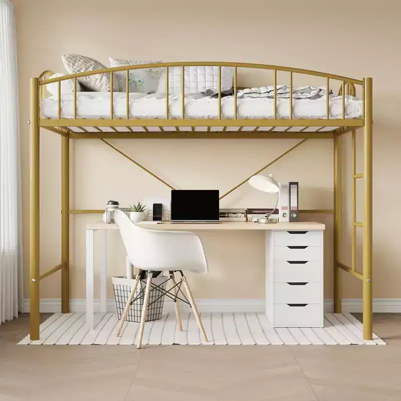 Letto a soppalco matrimoniale con scale e sponda di sicurezza ad arco Letto a piattaforma in metallo con robuste doghe Salvaspazio Silenzioso Nessuna molla richiesta Camera per bambini e dormitorio