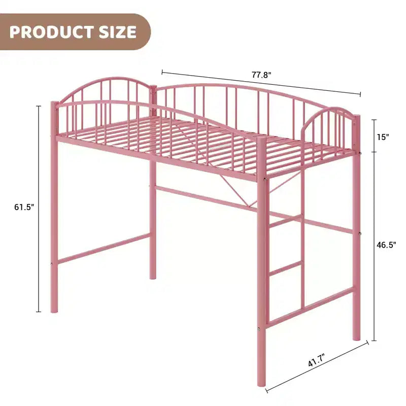Letto a soppalco matrimoniale con scale e sponda di sicurezza ad arco Letto a piattaforma in metallo con robuste doghe Salvaspazio Silenzioso Nessuna molla richiesta Camera per bambini e dormitorio