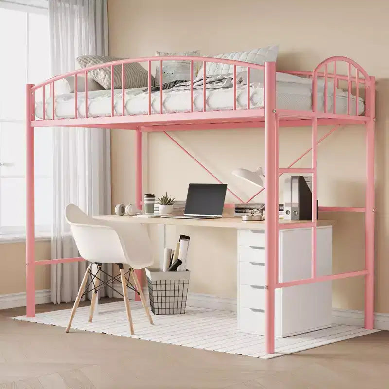 Letto a soppalco matrimoniale con scale e sponda di sicurezza ad arco Letto a piattaforma in metallo con robuste doghe Salvaspazio Silenzioso Nessuna molla richiesta Camera per bambini e dormitorio