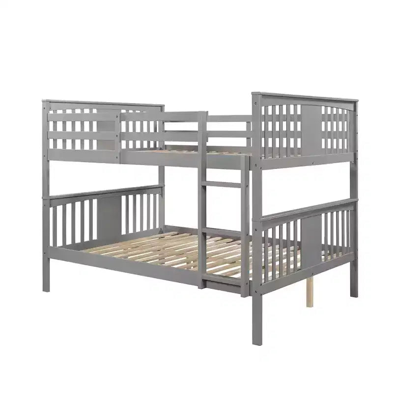 Letto a castello in legno Full over Full con ringhiera di sicurezza e scaletta robusta per camere da letto, camere per gli ospiti e dormitori