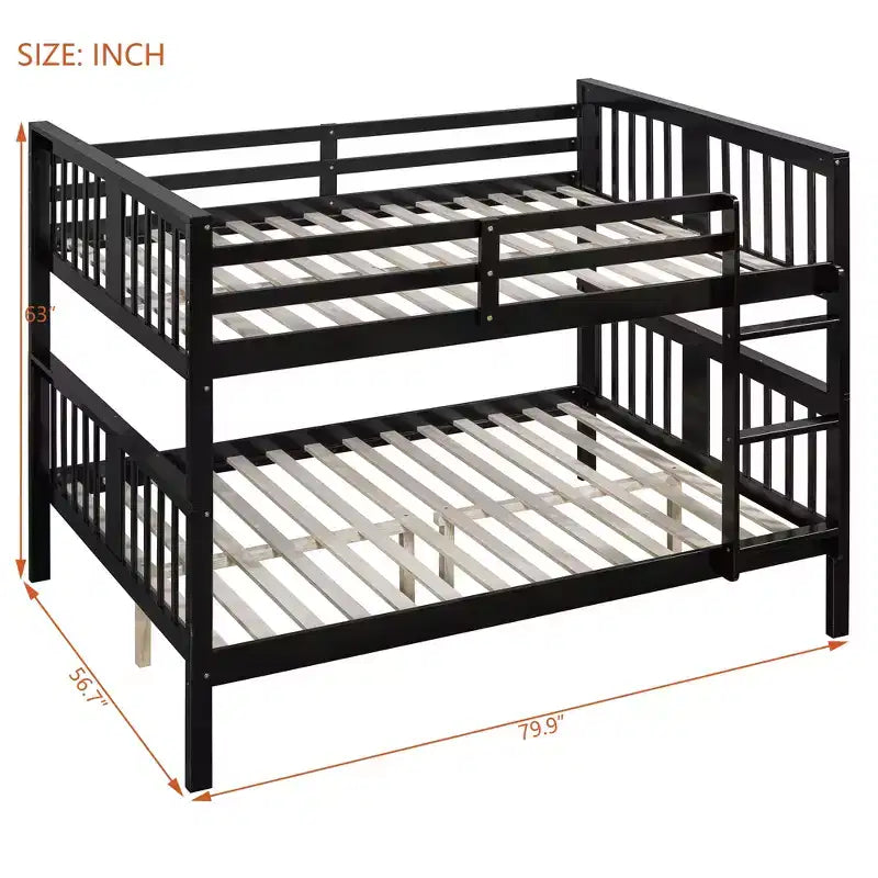 Letto a castello in legno Full over Full con ringhiera di sicurezza e scaletta robusta per camere da letto, camere per gli ospiti e dormitori