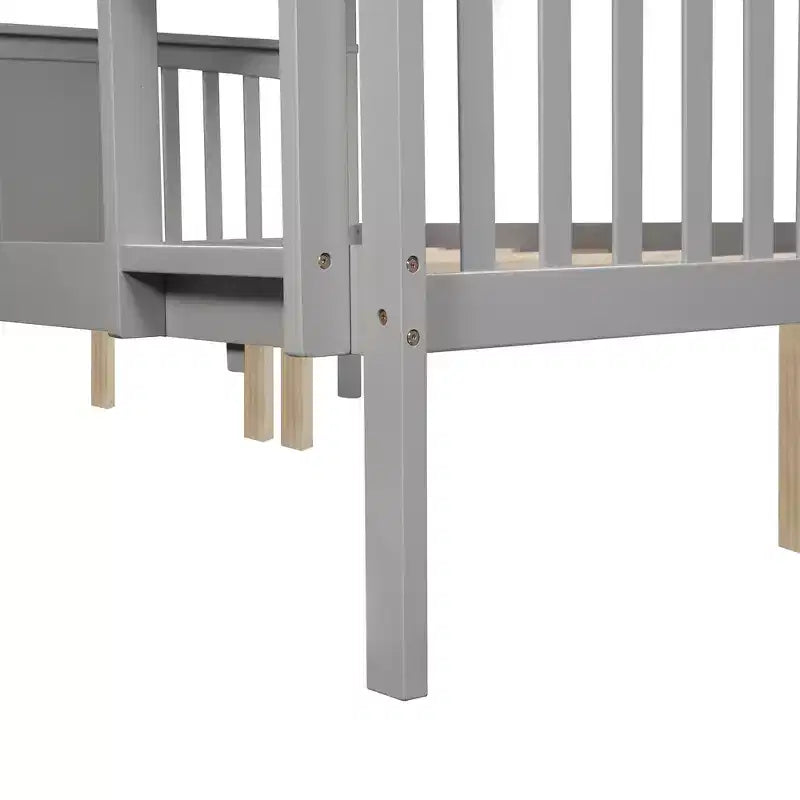 Letto a castello in legno Full over Full con ringhiera di sicurezza e scaletta robusta per camere da letto, camere per gli ospiti e dormitori