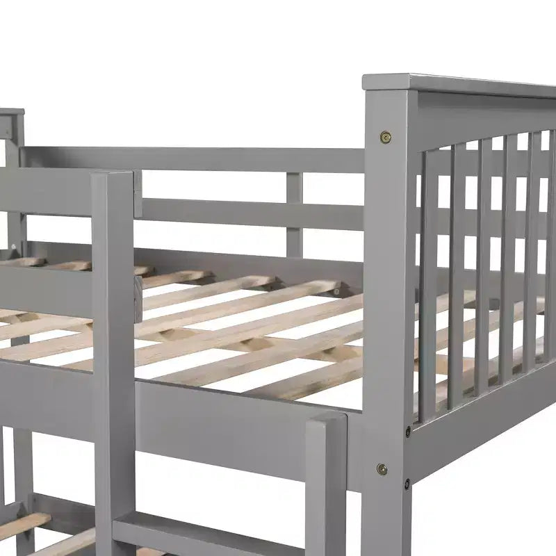 Letto a castello in legno Full over Full con ringhiera di sicurezza e scaletta robusta per camere da letto, camere per gli ospiti e dormitori