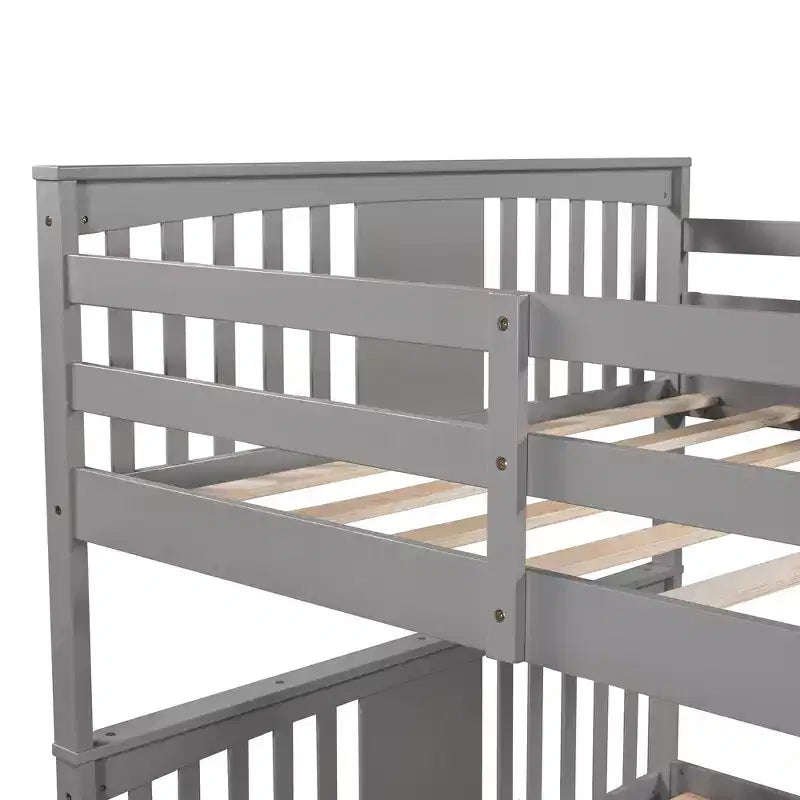 Letto a castello in legno Full over Full con ringhiera di sicurezza e scaletta robusta per camere da letto, camere per gli ospiti e dormitori