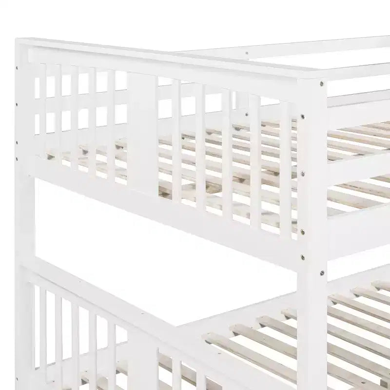 Letto a castello in legno Full over Full con ringhiera di sicurezza e scaletta robusta per camere da letto, camere per gli ospiti e dormitori