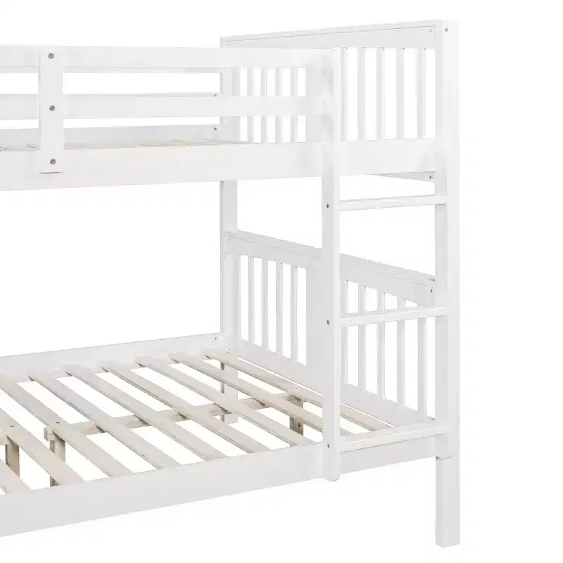 Letto a castello in legno Full over Full con ringhiera di sicurezza e scaletta robusta per camere da letto, camere per gli ospiti e dormitori