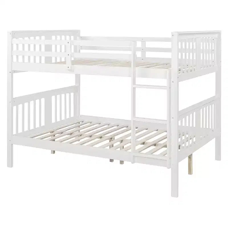 Letto a castello in legno Full over Full con ringhiera di sicurezza e scaletta robusta per camere da letto, camere per gli ospiti e dormitori