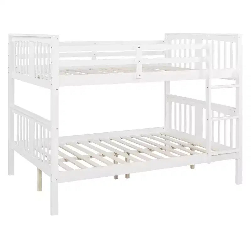 Letto a castello in legno Full over Full con ringhiera di sicurezza e scaletta robusta per camere da letto, camere per gli ospiti e dormitori