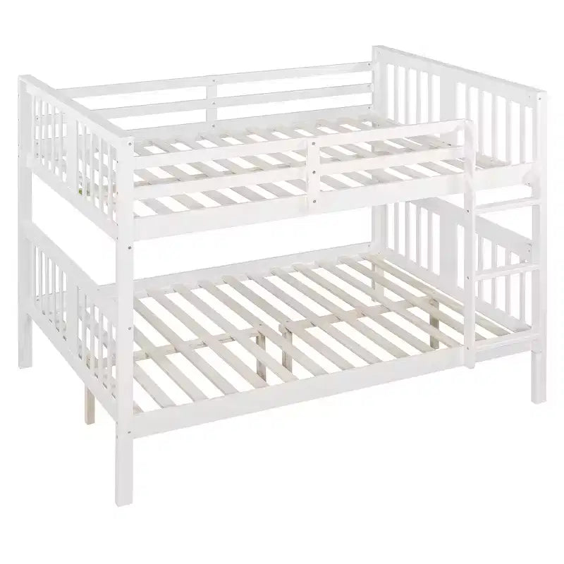 Letto a castello in legno Full over Full con ringhiera di sicurezza e scaletta robusta per camere da letto, camere per gli ospiti e dormitori