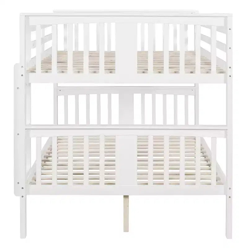 Letto a castello in legno Full over Full con ringhiera di sicurezza e scaletta robusta per camere da letto, camere per gli ospiti e dormitori