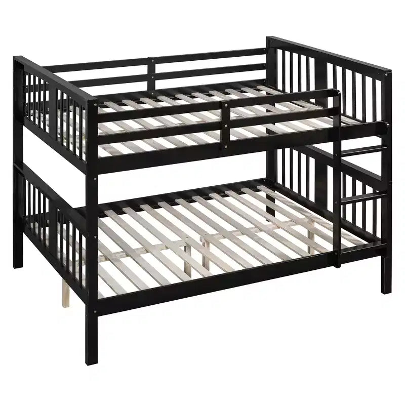 Letto a castello in legno Full over Full con ringhiera di sicurezza e scaletta robusta per camere da letto, camere per gli ospiti e dormitori