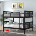 Wooden Full over Full Bunk Bed with Safety Guardrail and Sturdy Ladder for Bedrooms Guest Rooms Dorms