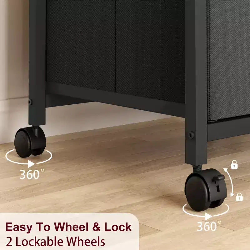 Mobile File Cabinet Modern File Cabinet with Wheels Under Desk Fabric Storage Rolling Printer Stand Cupboard Document