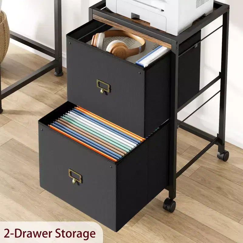 Mobile File Cabinet Modern File Cabinet with Wheels Under Desk Fabric Storage Rolling Printer Stand Cupboard Document