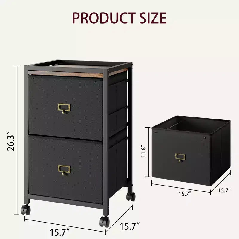 Mobile File Cabinet Modern File Cabinet with Wheels Under Desk Fabric Storage Rolling Printer Stand Cupboard Document