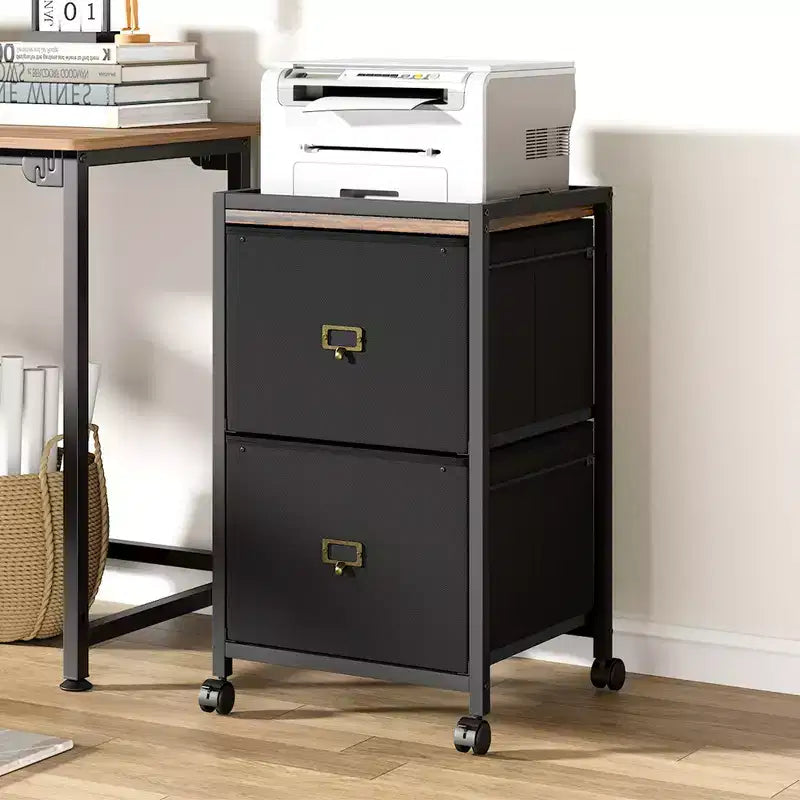 Mobile File Cabinet Modern File Cabinet with Wheels Under Desk Fabric Storage Rolling Printer Stand Cupboard Document