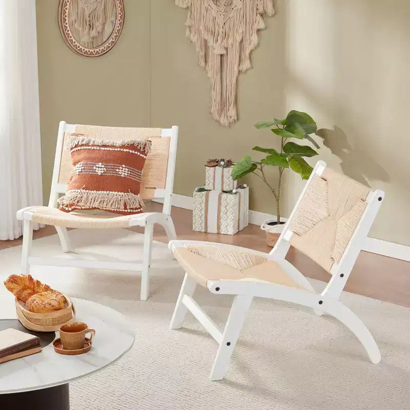 GDFStudio Harvey Scandinavian Woven Paper Rope Accent Chair