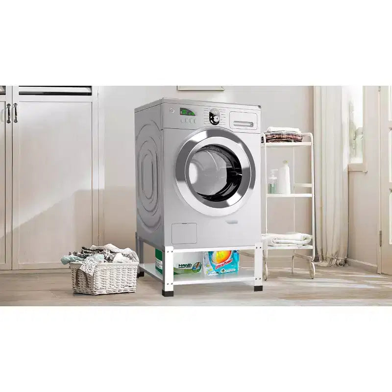 Piedistallo per lavatrice con ripiano portaoggetti, in acciaio resistente, universale, rialzatore per lavatrice, base d'appoggio per lavatrice, capacità 360 kg
