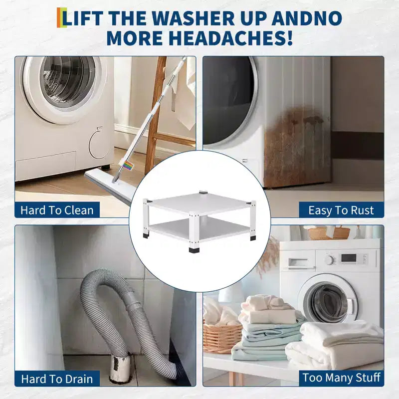 Piedistallo per lavatrice con ripiano portaoggetti, in acciaio resistente, universale, rialzatore per lavatrice, base d'appoggio per lavatrice, capacità 360 kg
